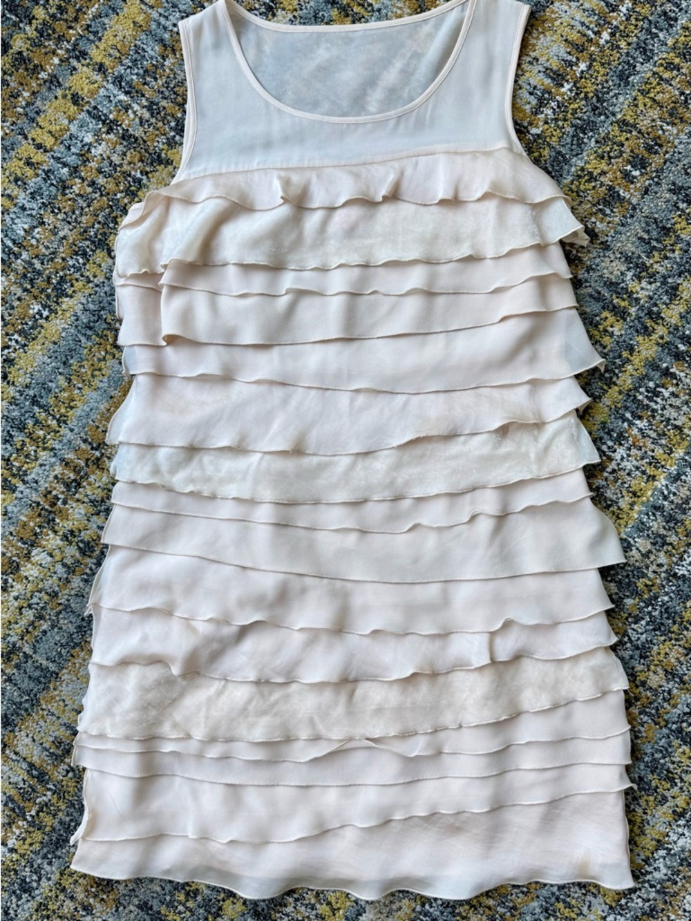 LOFT Blush Cream Layered Ruffle Mini Dress